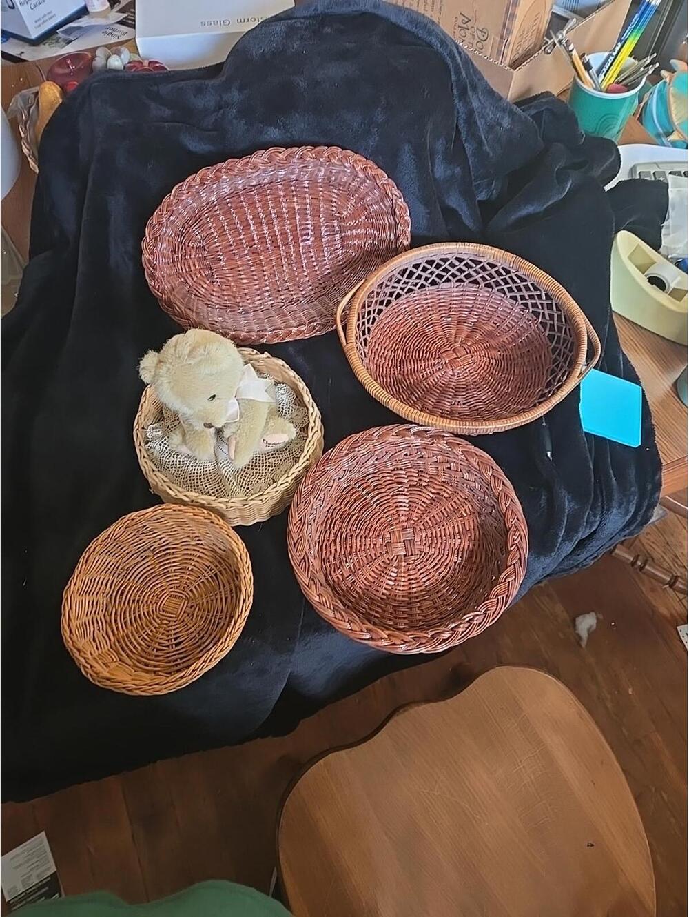 wicker baskets And Teddy Bear